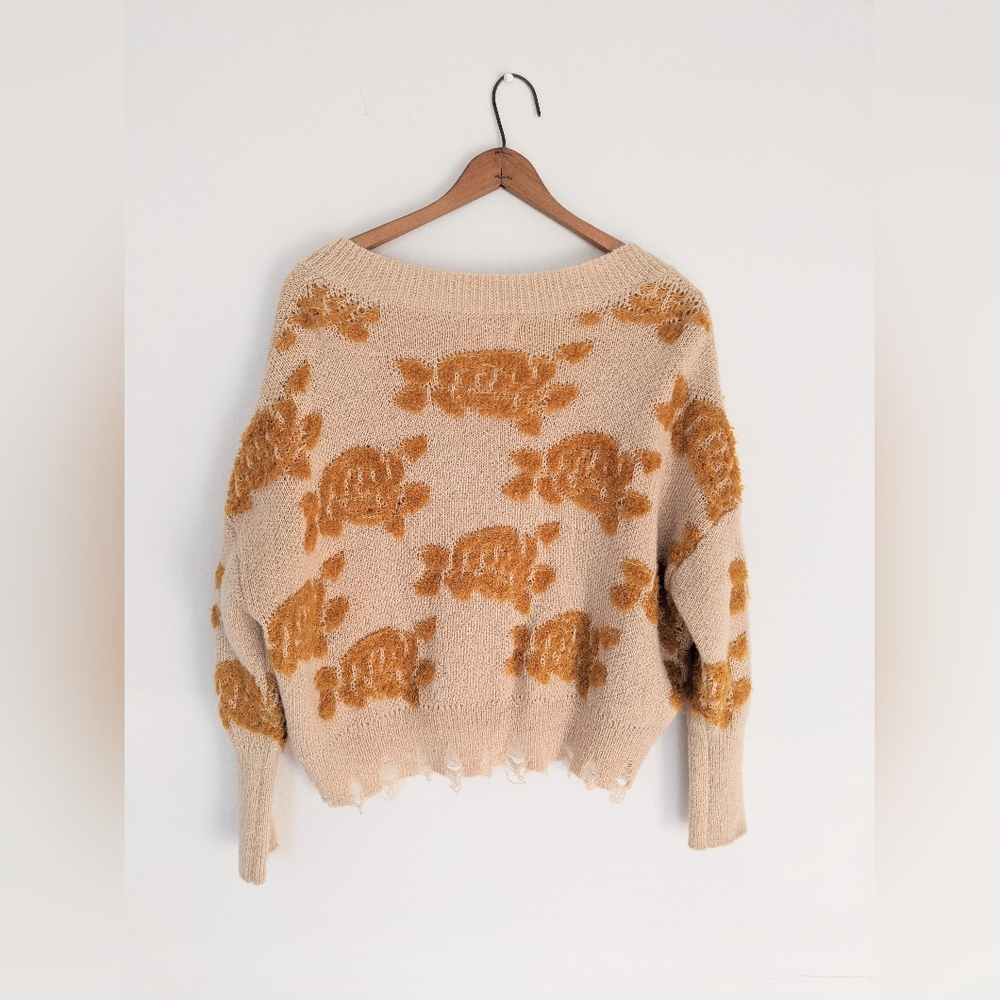 Anthropologie Floral Cardigan Cream & Gold - Picture 5 of 11
